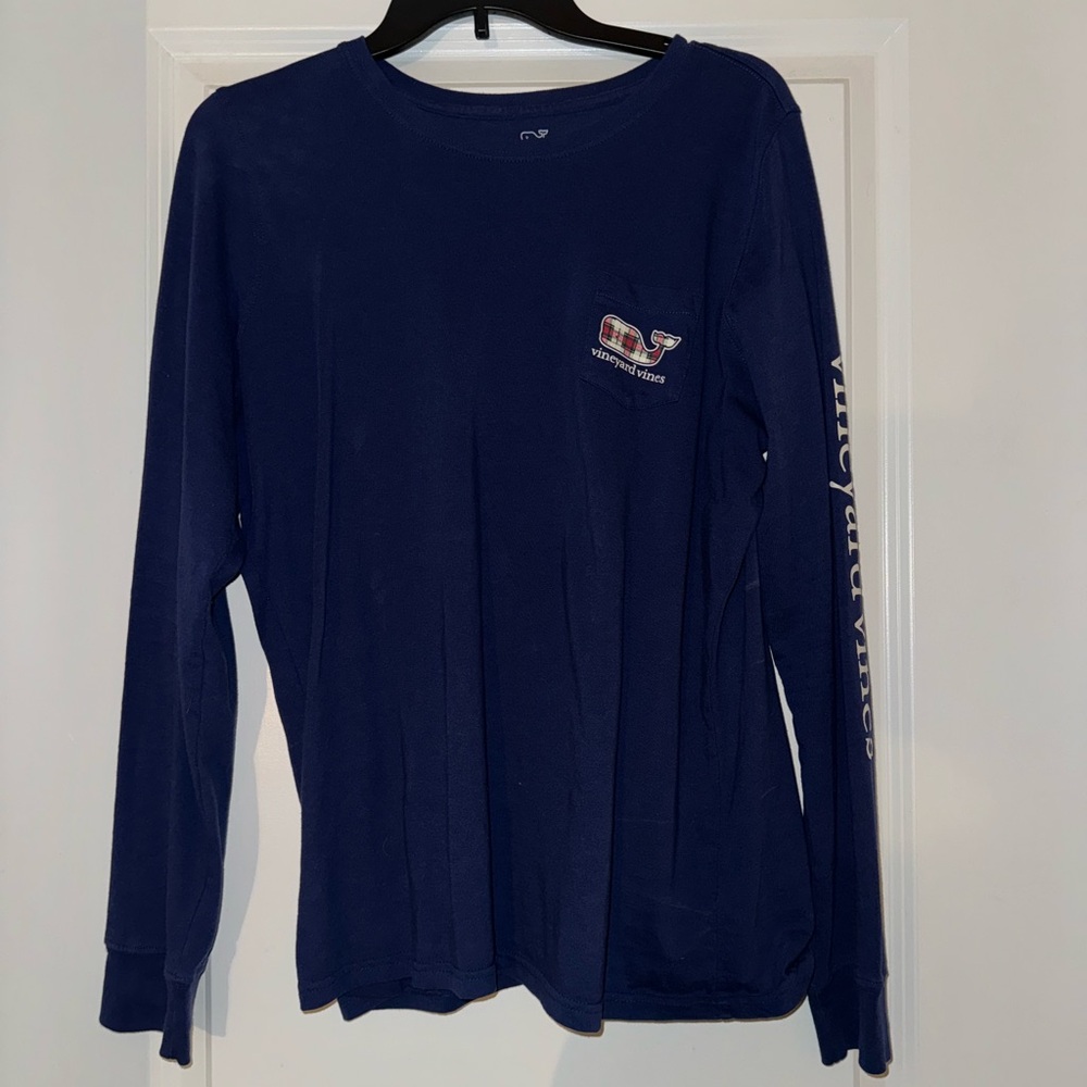 Women’s Navy Blue & Plaid Vineyard Vines Long Sleeve T-Shirt
